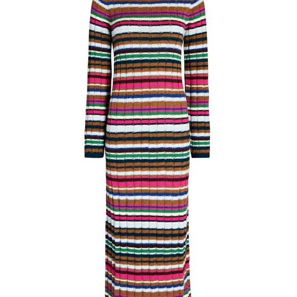 Eleven Six Caroline Striped Alpaca-Blend Midi Dress - Picture 2 of 6